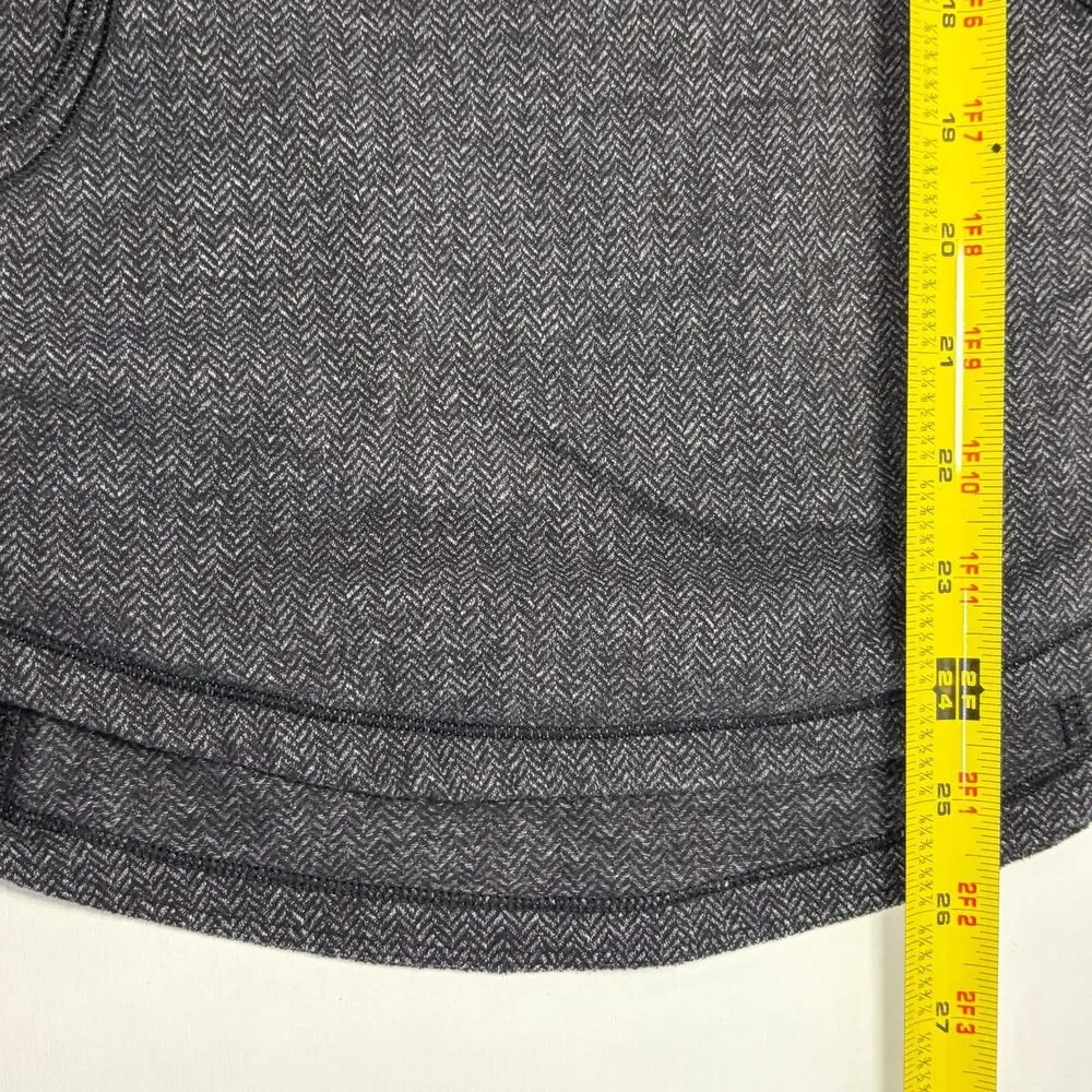 Lululemon Base Runner 1/2 Zip Heathered Herringbone Black Gray Women’s Sz 8
